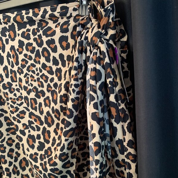 Worthington Leopard Print side tie Skirt (NWT) SZ 18 - Picture 2 of 9